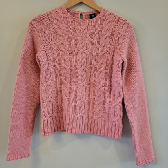 Gap Pink Cable Knit Wool Sweater Size S - Picture 1 of 9